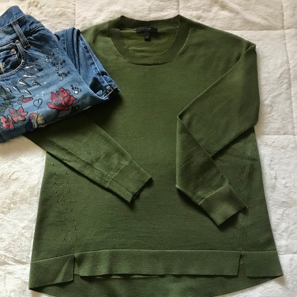 J. Crew OLIVE GREEN Wool Tunic Sweater💜 - Picture 3 of 5